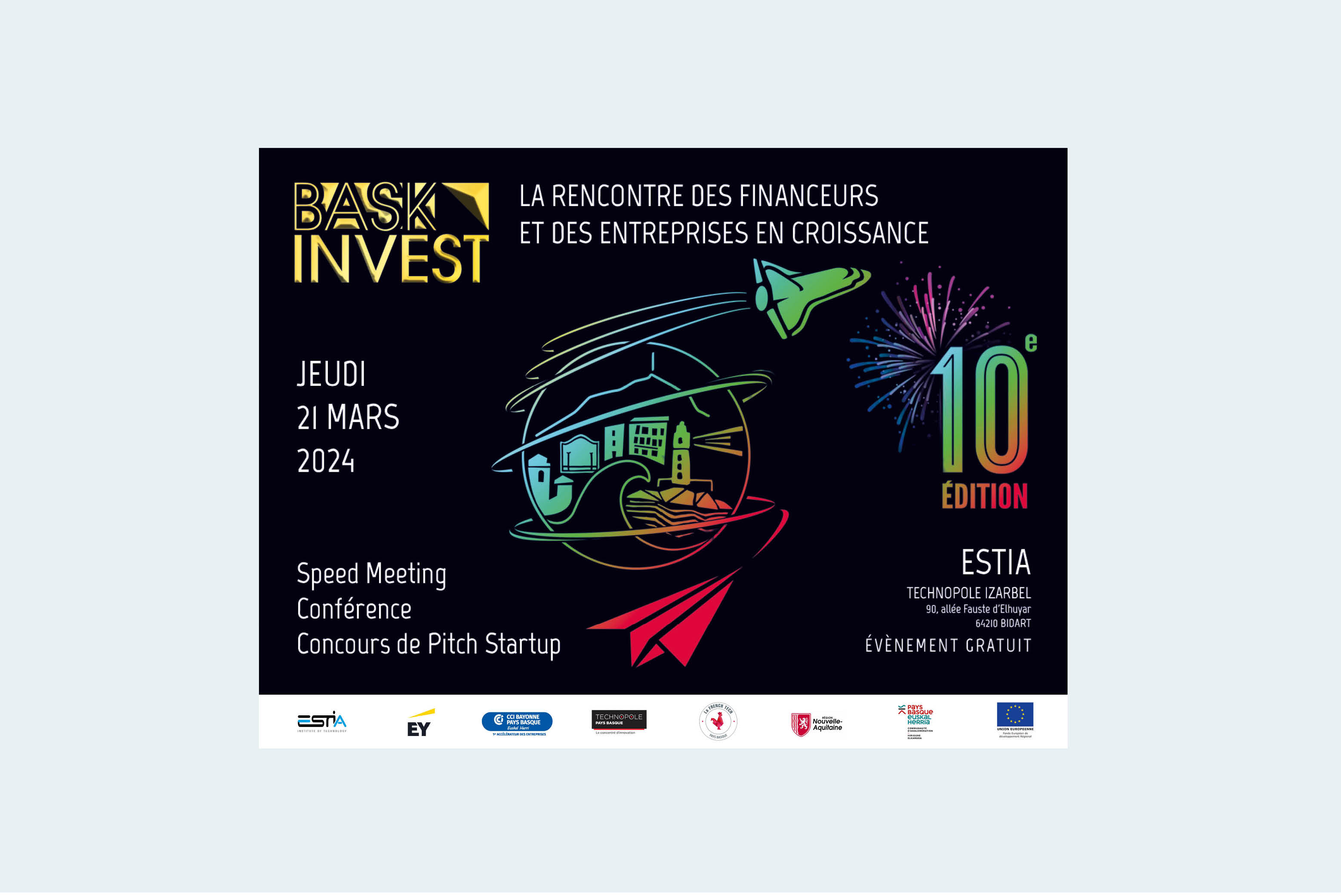 création visuel affiche graphisme startup bask invest
