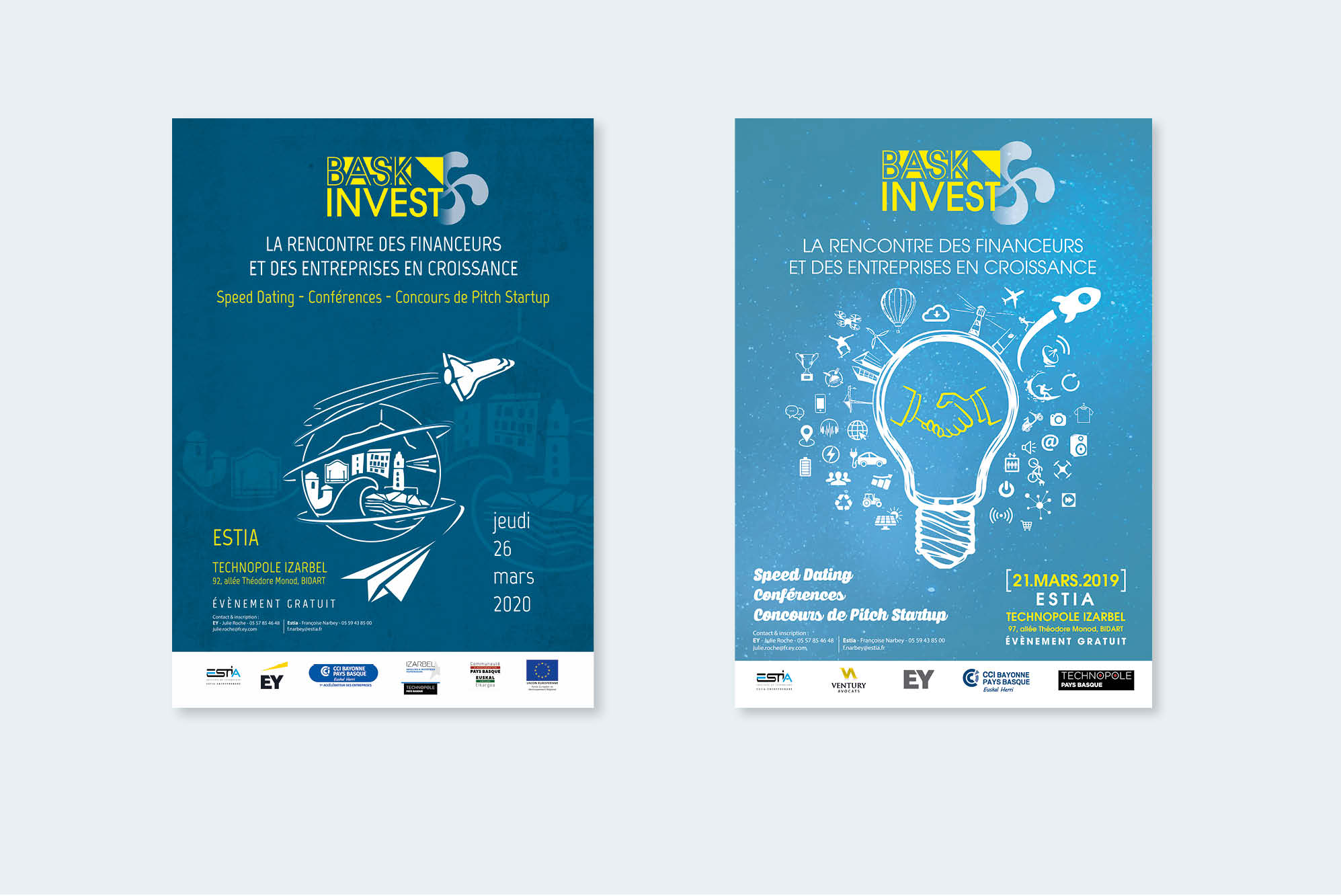 création visuel affiche graphisme startup bask invest