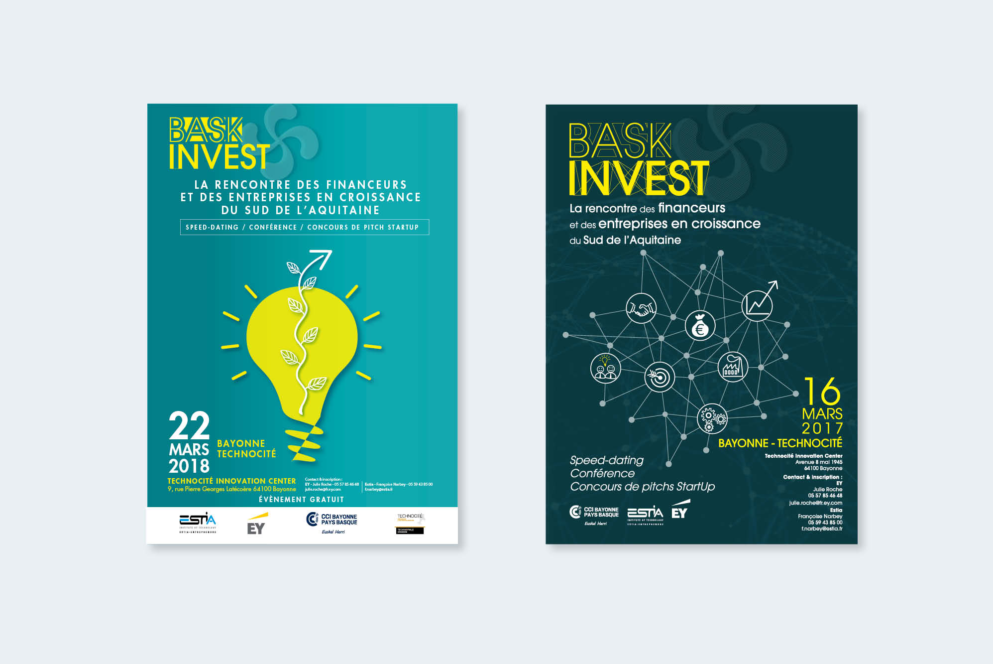 création visuel affiche graphisme startup bask invest